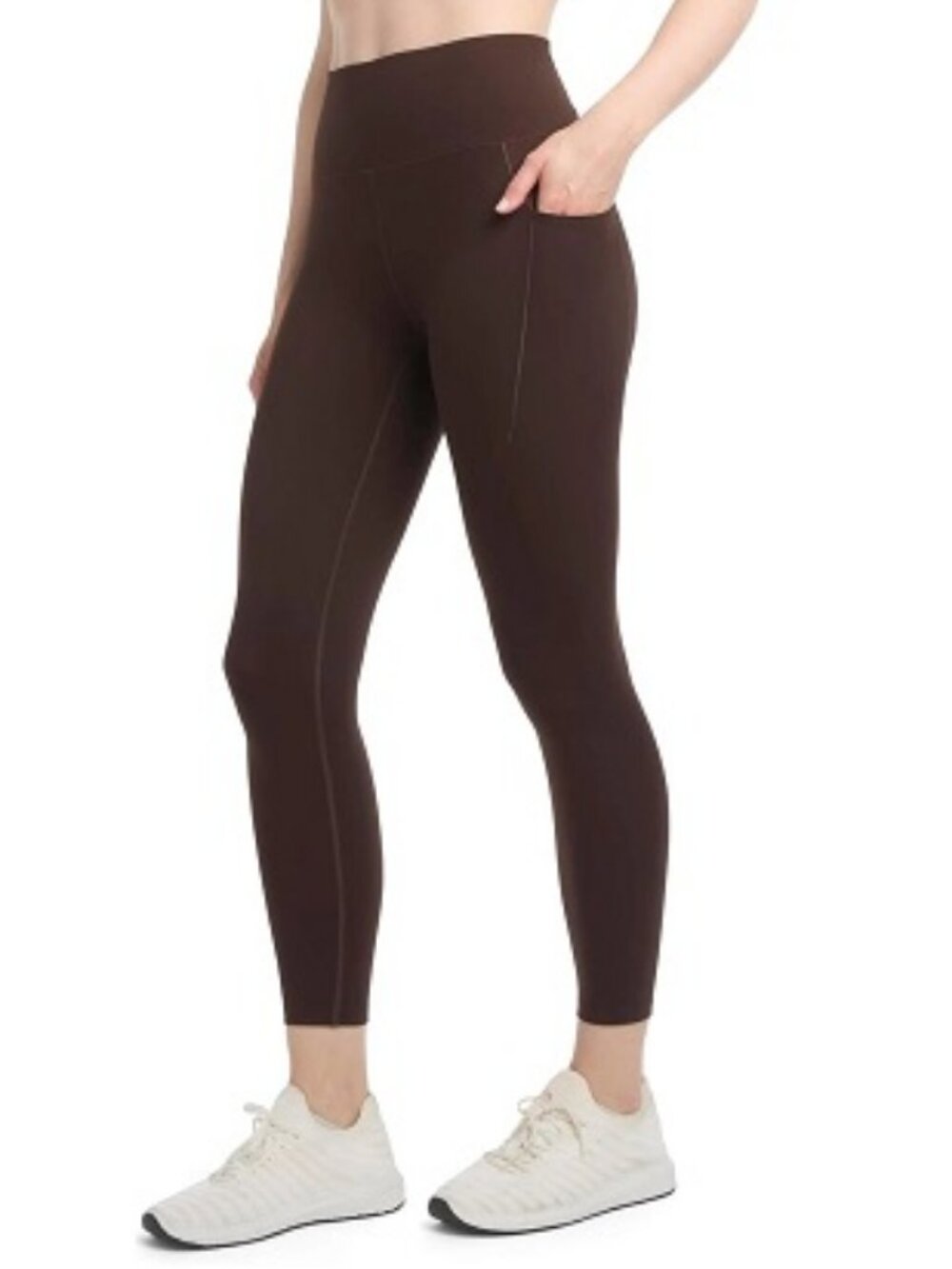 NEW Danskin Satin Stitch High Rise 7/8 Leggings M NWT Espresso Pockets